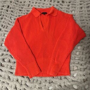 J. Crew Bright Coral/Orange Collared Sweater